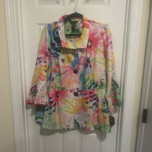 Ali Miles Multicolor Abstract Floral Jacket